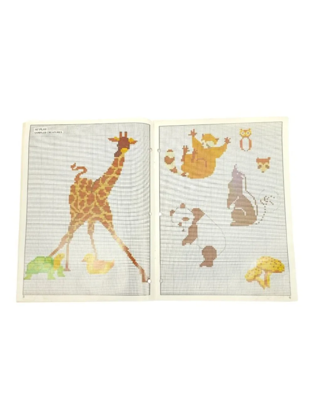 Cross Stitch Pattern Booklets Vintage Lot of 4 Animal Safari Cat Needlepoint DIY